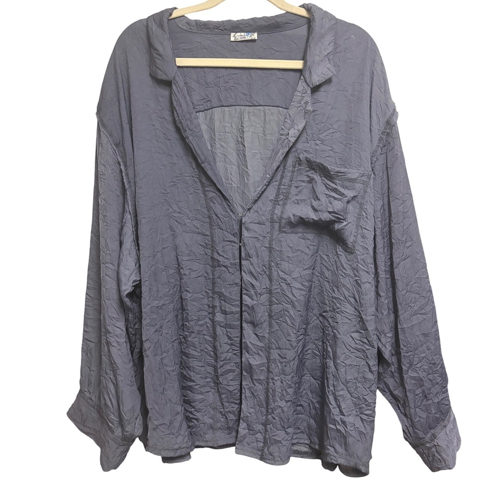 Free People Intimately Shine Time Lavender Pajama Top Crinkle Hook Eye Medium